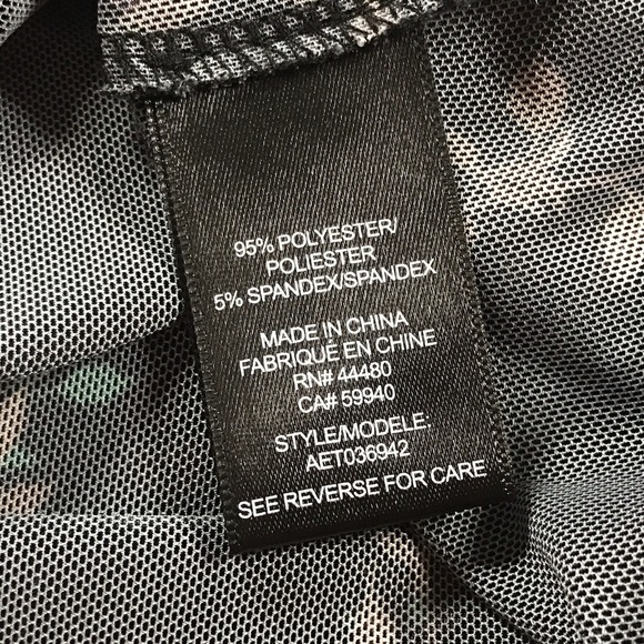 AFRM SHEER MESH BLACK FLORAL PATTERN MOCH TURTLENECK BLOUSE WOMENS SIZE LARGE - Picture 5 of 7